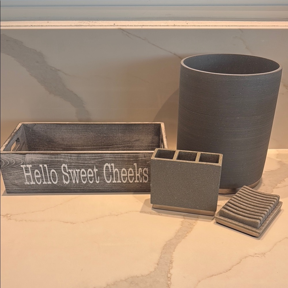 Gray Bathroom Accessory Set